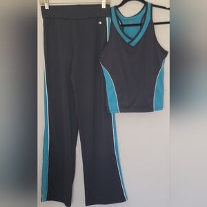 Y2K Athetic Works Women's Black and Blue Athletic Jumpsuit